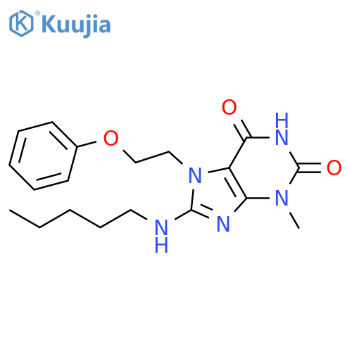 3-methyl-8-(pentylamino)-7-(2-phenoxyethyl)-2,3,6,7-tetrahydro-1H-purine-2,6-dione structure