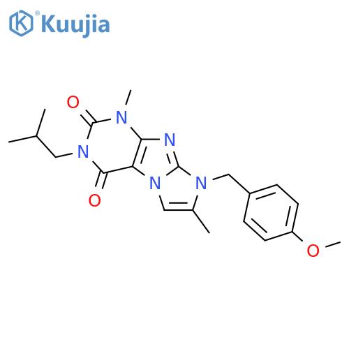 8-(4-methoxyphenyl)methyl-1,7-dimethyl-3-(2-methylpropyl)-1H,2H,3H,4H,8H-imidazo1,2-gpurine-2,4-dione structure