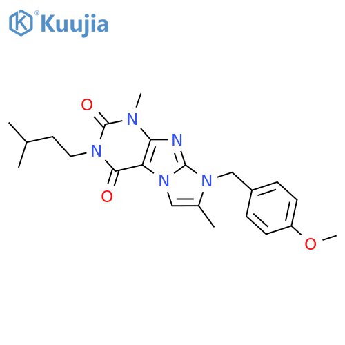 8-(4-methoxyphenyl)methyl-1,7-dimethyl-3-(3-methylbutyl)-1H,2H,3H,4H,8H-imidazo1,2-gpurine-2,4-dione structure