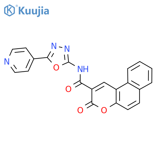 3-oxo-N-5-(pyridin-4-yl)-1,3,4-oxadiazol-2-yl-3H-benzofchromene-2-carboxamide structure