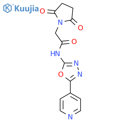 2-(2,5-dioxopyrrolidin-1-yl)-N-5-(pyridin-4-yl)-1,3,4-oxadiazol-2-ylacetamide structure