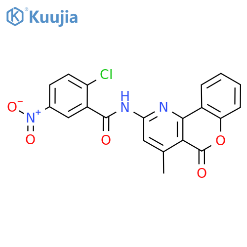 2-chloro-N-{4-methyl-5-oxo-5H-chromeno4,3-bpyridin-2-yl}-5-nitrobenzamide structure