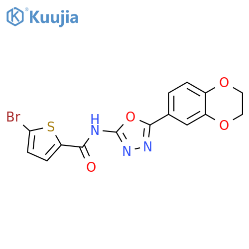 5-bromo-N-5-(2,3-dihydro-1,4-benzodioxin-6-yl)-1,3,4-oxadiazol-2-ylthiophene-2-carboxamide structure