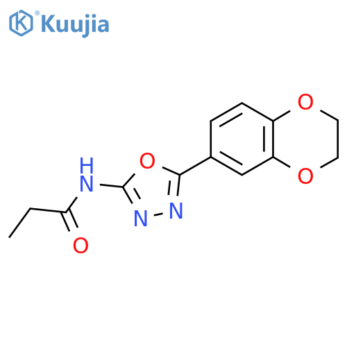 N-5-(2,3-dihydro-1,4-benzodioxin-6-yl)-1,3,4-oxadiazol-2-ylpropanamide structure