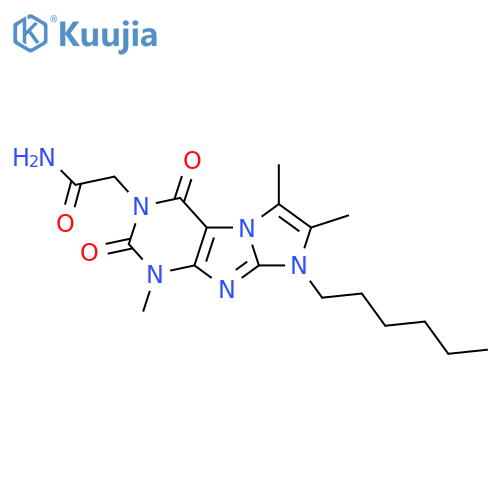2-{8-hexyl-1,6,7-trimethyl-2,4-dioxo-1H,2H,3H,4H,8H-imidazo1,2-gpurin-3-yl}acetamide structure