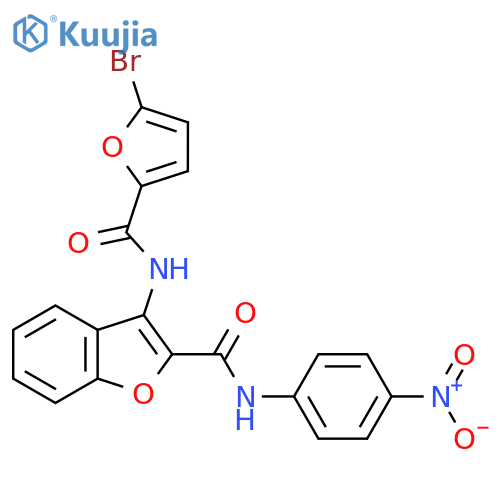 3-(5-bromofuran-2-amido)-N-(4-nitrophenyl)-1-benzofuran-2-carboxamide structure