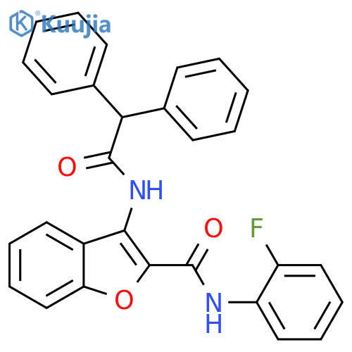 3-(2,2-diphenylacetamido)-N-(2-fluorophenyl)-1-benzofuran-2-carboxamide structure