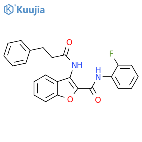 N-(2-fluorophenyl)-3-(3-phenylpropanamido)-1-benzofuran-2-carboxamide structure