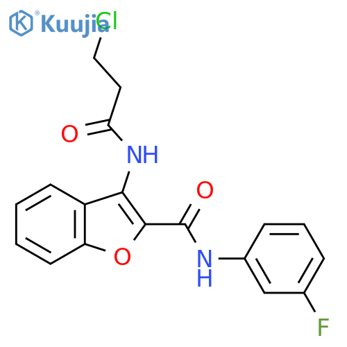3-(3-chloropropanamido)-N-(3-fluorophenyl)-1-benzofuran-2-carboxamide structure