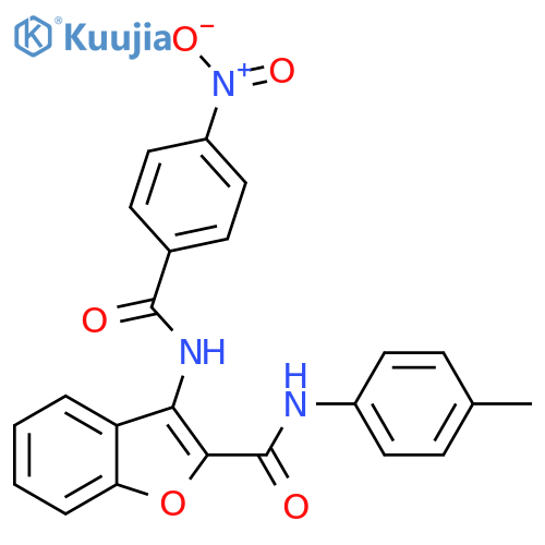 N-(4-methylphenyl)-3-(4-nitrobenzamido)-1-benzofuran-2-carboxamide structure