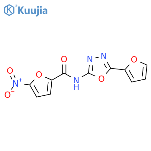 N-5-(furan-2-yl)-1,3,4-oxadiazol-2-yl-5-nitrofuran-2-carboxamide structure