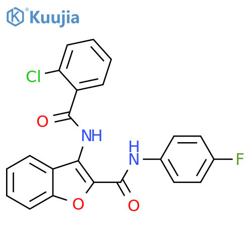 3-(2-chlorobenzamido)-N-(4-fluorophenyl)-1-benzofuran-2-carboxamide structure