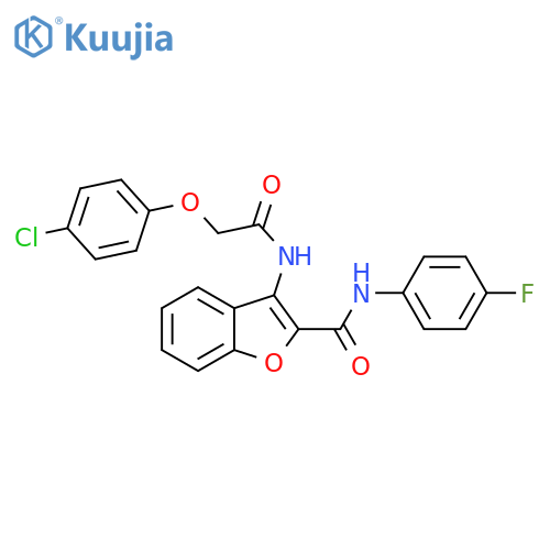 3-2-(4-chlorophenoxy)acetamido-N-(4-fluorophenyl)-1-benzofuran-2-carboxamide structure