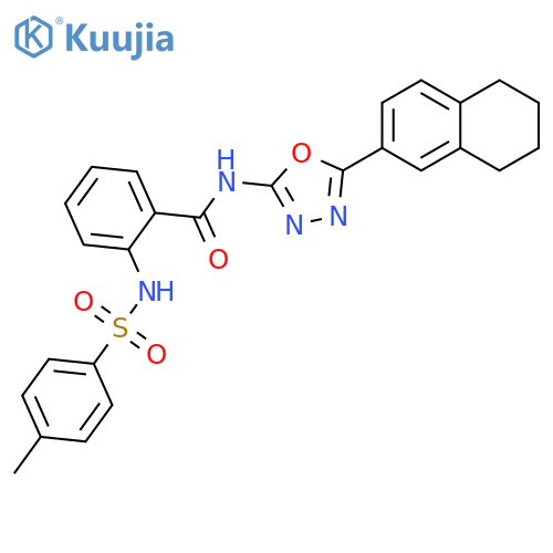 2-(4-methylbenzenesulfonamido)-N-5-(5,6,7,8-tetrahydronaphthalen-2-yl)-1,3,4-oxadiazol-2-ylbenzamide structure