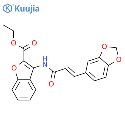 ethyl 3-(2Z)-3-(2H-1,3-benzodioxol-5-yl)prop-2-enamido-1-benzofuran-2-carboxylate structure
