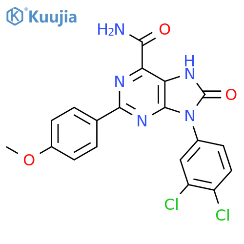 9-(3,4-dichlorophenyl)-2-(4-methoxyphenyl)-8-oxo-8,9-dihydro-7H-purine-6-carboxamide structure