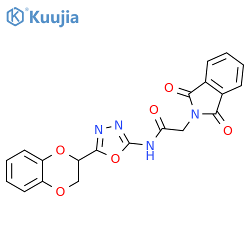 N-5-(2,3-dihydro-1,4-benzodioxin-2-yl)-1,3,4-oxadiazol-2-yl-2-(1,3-dioxo-2,3-dihydro-1H-isoindol-2-yl)acetamide structure