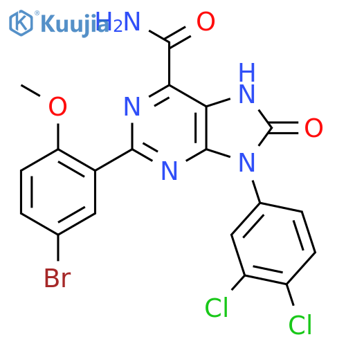 2-(5-bromo-2-methoxyphenyl)-9-(3,4-dichlorophenyl)-8-oxo-8,9-dihydro-7H-purine-6-carboxamide structure