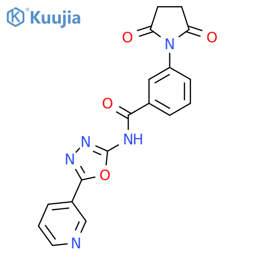 3-(2,5-dioxopyrrolidin-1-yl)-N-5-(pyridin-3-yl)-1,3,4-oxadiazol-2-ylbenzamide structure