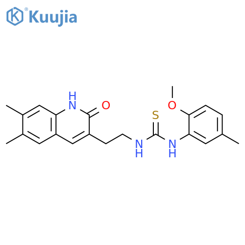 3-2-(6,7-dimethyl-2-oxo-1,2-dihydroquinolin-3-yl)ethyl-1-(2-methoxy-5-methylphenyl)thiourea structure