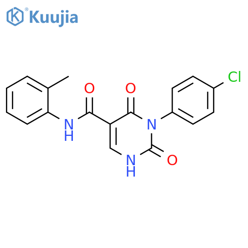 3-(4-chlorophenyl)-N-(2-methylphenyl)-2,4-dioxo-1,2,3,4-tetrahydropyrimidine-5-carboxamide structure