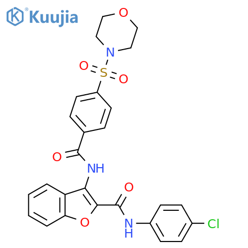 N-(4-chlorophenyl)-3-4-(morpholine-4-sulfonyl)benzamido-1-benzofuran-2-carboxamide structure