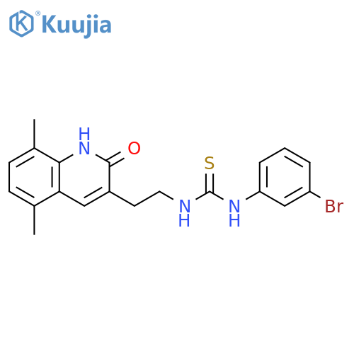 1-(3-bromophenyl)-3-2-(5,8-dimethyl-2-oxo-1,2-dihydroquinolin-3-yl)ethylthiourea structure