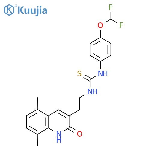 1-4-(difluoromethoxy)phenyl-3-2-(5,8-dimethyl-2-oxo-1,2-dihydroquinolin-3-yl)ethylthiourea structure