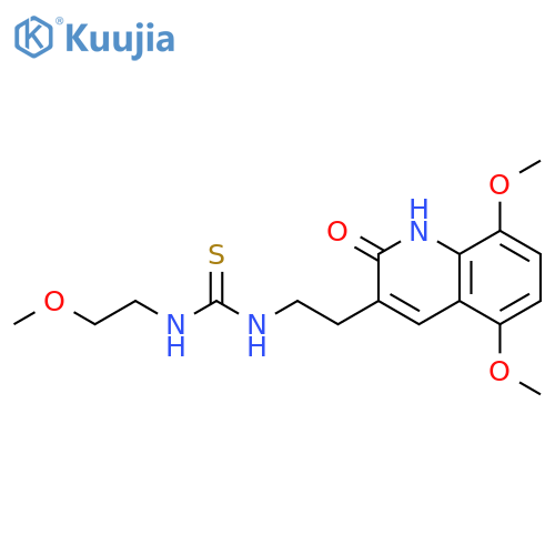 1-2-(5,8-dimethoxy-2-oxo-1,2-dihydroquinolin-3-yl)ethyl-3-(2-methoxyethyl)thiourea structure