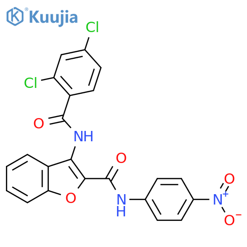 3-(2,4-dichlorobenzamido)-N-(4-nitrophenyl)-1-benzofuran-2-carboxamide structure