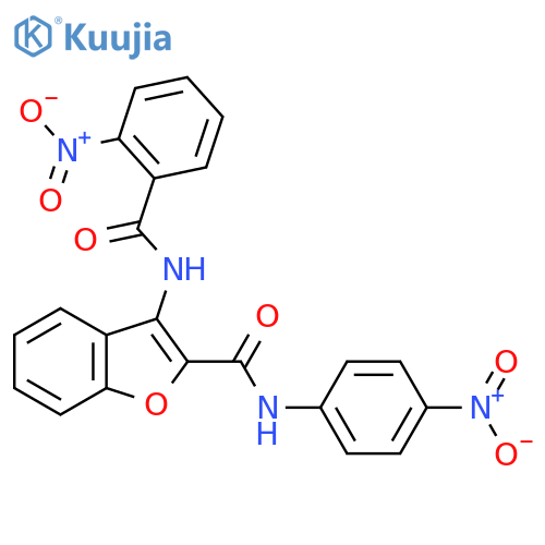 3-(2-nitrobenzamido)-N-(4-nitrophenyl)-1-benzofuran-2-carboxamide structure