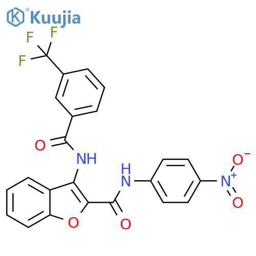 N-(4-nitrophenyl)-3-3-(trifluoromethyl)benzamido-1-benzofuran-2-carboxamide structure
