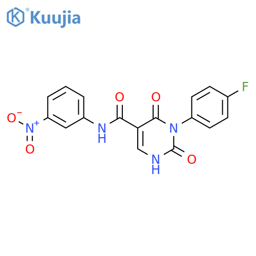 3-(4-fluorophenyl)-N-(3-nitrophenyl)-2,4-dioxo-1,2,3,4-tetrahydropyrimidine-5-carboxamide structure