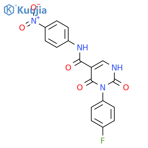 3-(4-fluorophenyl)-N-(4-nitrophenyl)-2,4-dioxo-1,2,3,4-tetrahydropyrimidine-5-carboxamide structure