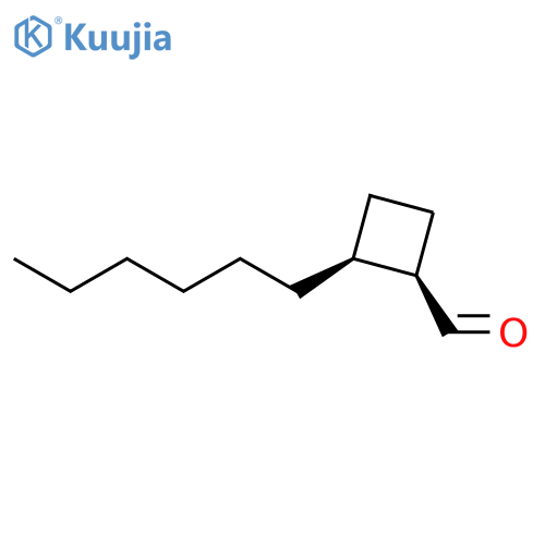 Cyclobutanecarboxaldehyde, 2-hexyl-, cis- structure