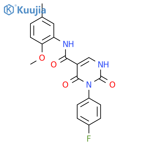 3-(4-fluorophenyl)-N-(2-methoxy-5-methylphenyl)-2,4-dioxo-1,2,3,4-tetrahydropyrimidine-5-carboxamide structure
