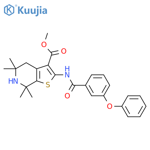 methyl 5,5,7,7-tetramethyl-2-(3-phenoxybenzamido)-4H,5H,6H,7H-thieno2,3-cpyridine-3-carboxylate structure