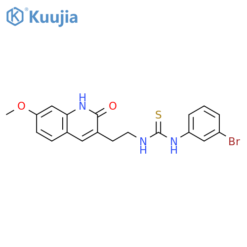 1-(3-bromophenyl)-3-2-(7-methoxy-2-oxo-1,2-dihydroquinolin-3-yl)ethylthiourea structure