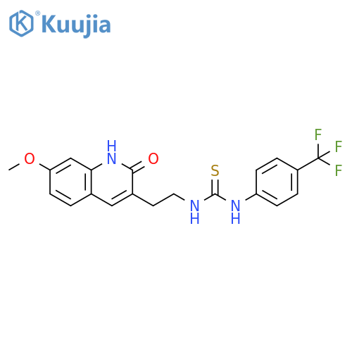 3-2-(7-methoxy-2-oxo-1,2-dihydroquinolin-3-yl)ethyl-1-4-(trifluoromethyl)phenylthiourea structure