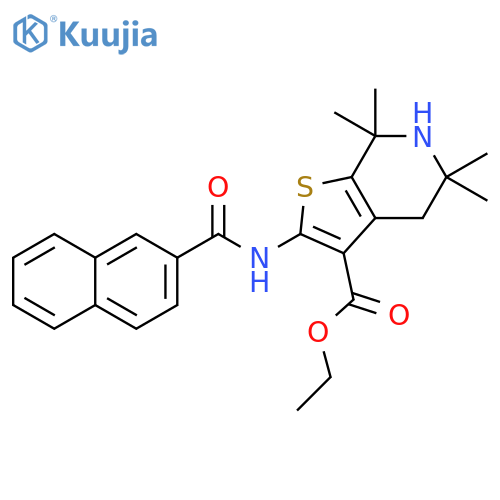 ethyl 5,5,7,7-tetramethyl-2-(naphthalene-2-amido)-4H,5H,6H,7H-thieno2,3-cpyridine-3-carboxylate structure