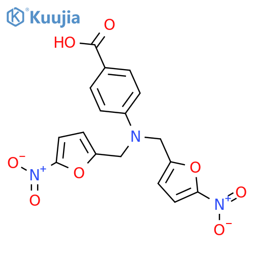 Benzoic acid, 4-[bis[(5-nitro-2-furanyl)methyl]amino]- structure