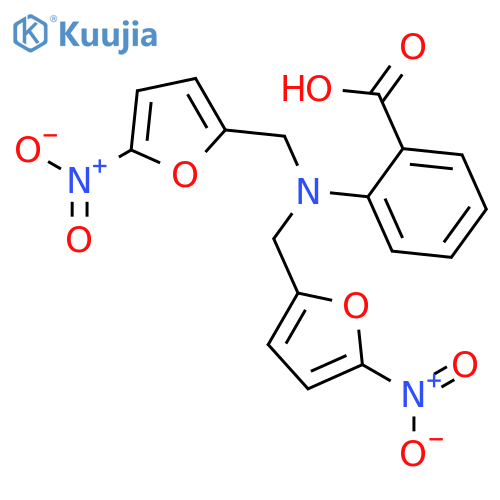 Benzoic acid, 2-[bis[(5-nitro-2-furanyl)methyl]amino]- structure