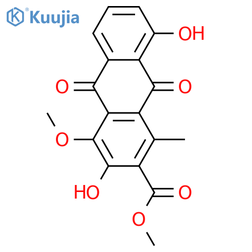 2-Anthracenecarboxylic acid,9,10-dihydro-3,8-dihydroxy-4-methoxy-1-methyl-9,10-dioxo-, methylester structure