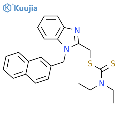 [1-(naphthalen-2-ylmethyl)-1H-benzimidazol-2-yl]methyl diethylcarbamodithioate structure