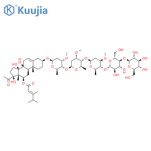 (3β,12β,14β,17α)-12-[(3,4-Dimethyl-1-oxo-2-pentenyl)oxy]-3-[(O-β-D-glucopyranosyl-(1→4)-O-β-D-glucopyranosyl-(1→4)-O-2,6-dideoxy-3-O-methyl-β-D-arabino-hexopyranosyl-(1→4)-O-2,6-dideoxy-3-O-methyl-β-D-ribo-hexopyranosyl-(1→4)-2,6-dideoxy-3-O-methyl-β-D-ribo-hexopyranosyl)oxy]-8,14,17-trihydroxypregn-5-en-20-one structure