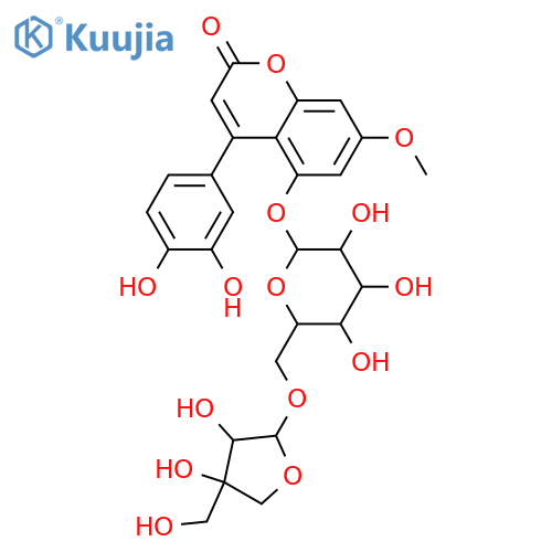 5-(6-O-D-Apio-β-D-furanosyl-β-D-glucopyranosyl)oxy-4-(3,4-dihydroxyphenyl)-7-methoxy-2H-1-benzopyran-2-one structure