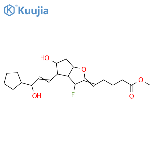 Pentanoic acid,5-[4-(3-cyclopentyl-3-hydroxy-1-propenyl)-3-fluorohexahydro-5-hydroxy-2H-cyclopenta[b]furan-2-ylidene]-, methyl ester structure
