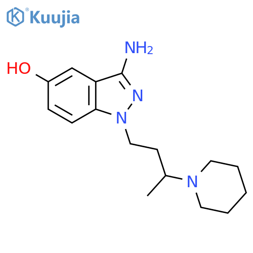 1H-Indazol-5-ol, 3-amino-1-[3-(1-piperidinyl)butyl]- structure
