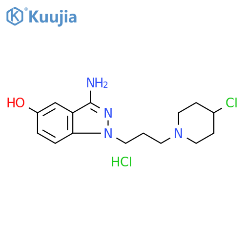 1H-Indazol-5-ol, 3-amino-1-[3-(4-chloro-1-piperidinyl)propyl]-,dihydrochloride structure