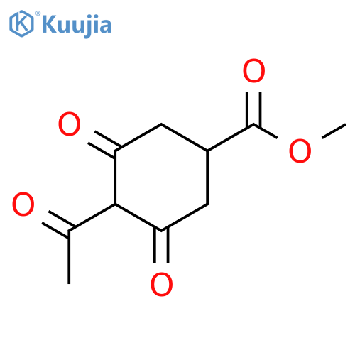 Cyclohexanecarboxylic acid, 4-acetyl-3,5-dioxo-, methyl ester structure